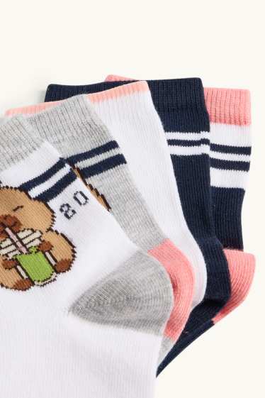 Kinder Mädchen - Multipack 5er - CapyFun - Socken mit Motiv - dunkelblau / weiss