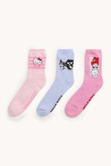Kinderen: meisjes - Set van 3 paar - Hello Kitty and Friends - sokken met motief - roze / lichtblauw