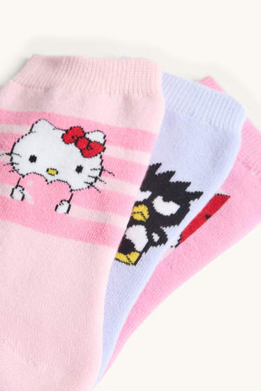 Kinderen: meisjes - Set van 3 paar - Hello Kitty and Friends - sokken met motief - roze / lichtblauw