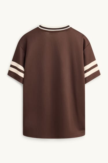 Enfants filles - T-shirt avec encolure V - Oversize - marron / blanc crème
