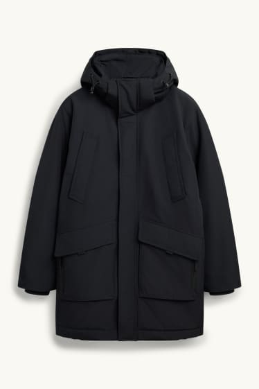 Men - Parka with hood - lined - black