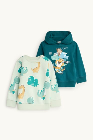 Kinder Buben - Multipack 2er - Dino - Hoodie und Sweatshirt - mintgrün