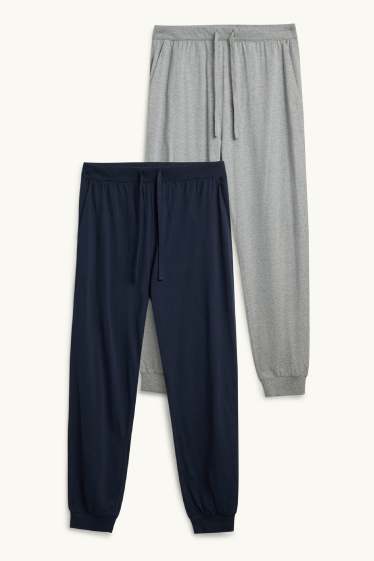 Men - Multipack of 2 - pyjama bottoms - gray / dark blue