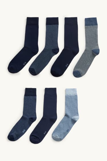 Heren - Set van 7 paar - sokken - blauw / donkerblauw