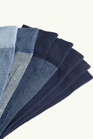 Heren - Set van 7 paar - sokken - blauw / donkerblauw