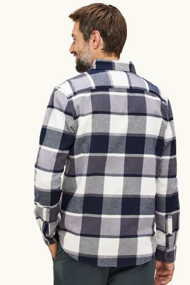 Home - Camisa - regular fit - Kent - de quadres - blau fosc / blanc