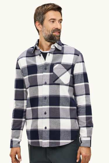 Home - Camisa - regular fit - Kent - de quadres - blau fosc / blanc
