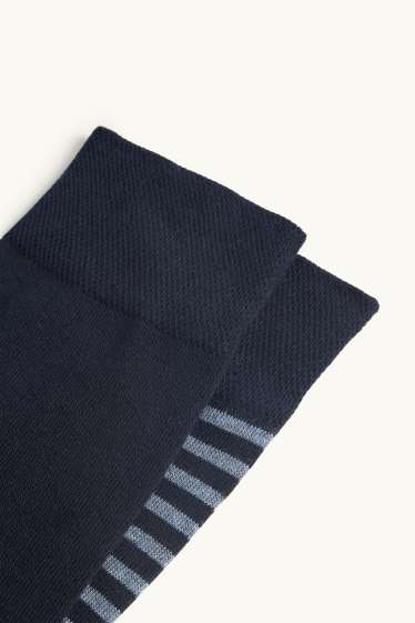 Men - Multipack of 2 - socks - striped - blue / dark blue