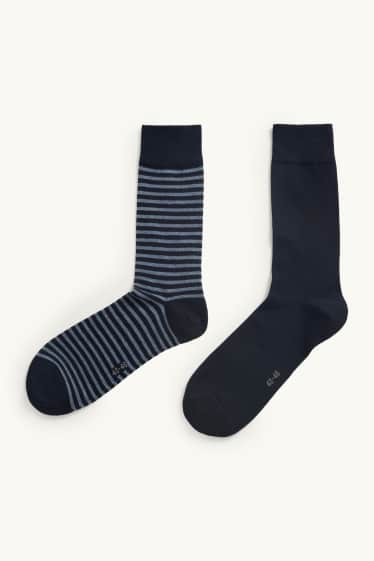 Men - Multipack of 2 - socks - striped - blue / dark blue