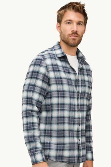 Home - Camisa - regular fit - Kent - de quadres - blau fosc / blanc