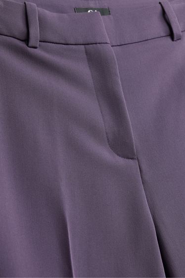 Damen - Business-Hose - High Waist - Wide Leg - lila