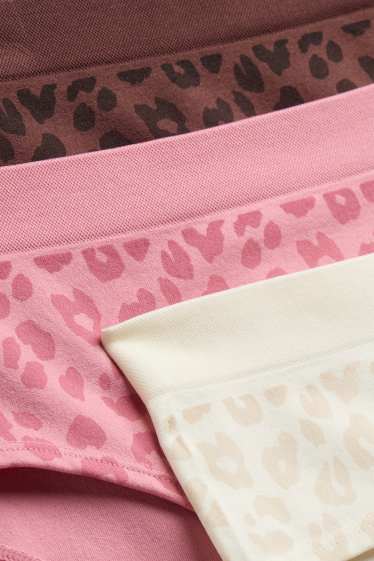 Kinder Mädchen - Multipack 3er - Boxershorts - seamless - Leo-Print - rosa