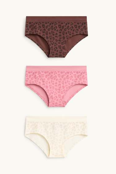 Kinder Mädchen - Multipack 3er - Boxershorts - seamless - Leo-Print - rosa