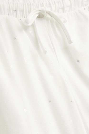 Dames - Pyjamabroek van fleece - met patroon - zuiver wit
