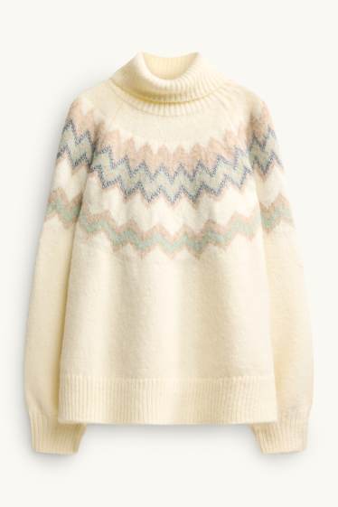 Dames - Coltrui - met patroon - glanseffect - crème wit
