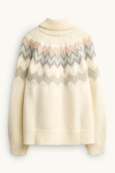 Dames - Coltrui - met patroon - glanseffect - crème wit