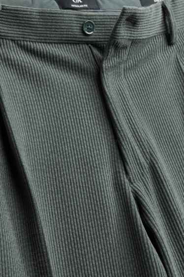 Bărbați - Pantaloni modulari din catifea - regular fit - stretch - verde închis