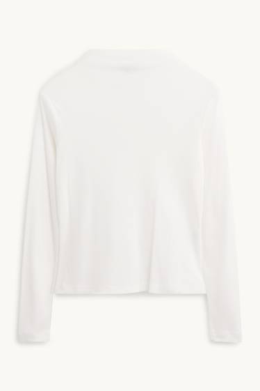 Femmes - Haut à manches longues - slim fit - blanc pur