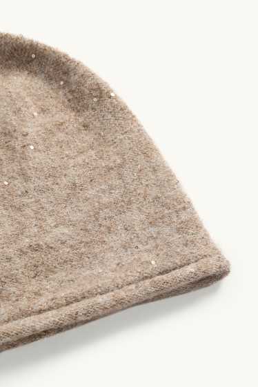 Femmes - Beanie - finition brillante - taupe