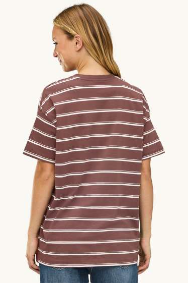 Damen - T-Shirt - Oversized - gestreift - Bambi - braun