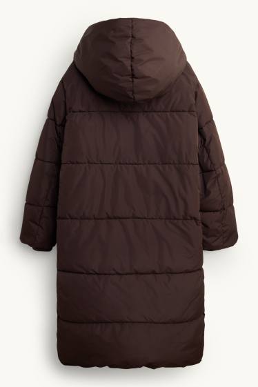 Femmes - Doudoune avec capuche - doublée - finition déperlante - marron foncé