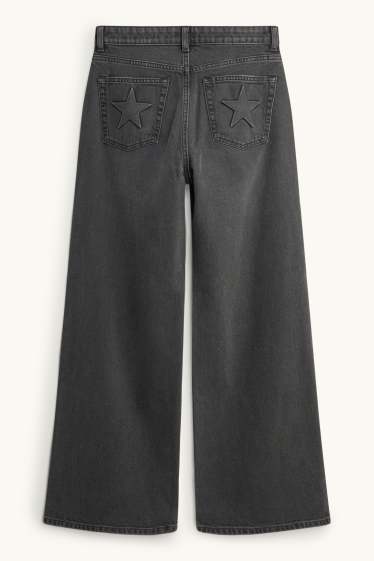 Dames - Baggy jeans - mid waist - jeansdonkergrijs