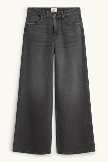 Dames - Baggy jeans - mid waist - jeansdonkergrijs