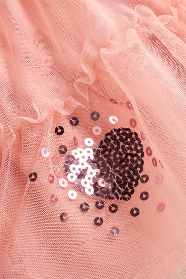 Children Girls - Heart - sequin skirt - shiny - apricot