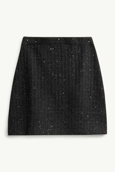 Dames - Minirok - glanseffect - zwart