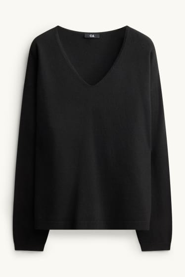 Donna - Maglione con scollo a V - nero