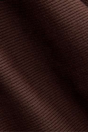 Women - Jumper - ribbed - dark brown