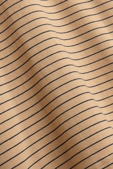 Dames - Longsleeve - slim fit - gestreept - beige / blauw