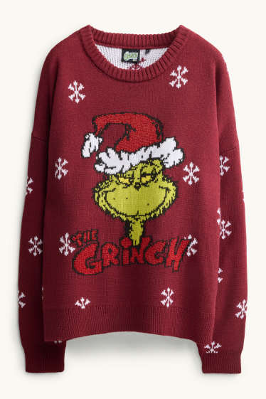Damen - Weihnachtspullover - Der Grinch - bordeaux