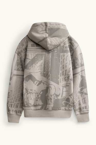 Enfants garçons - Skate - sweat à capuche - à motif - gris