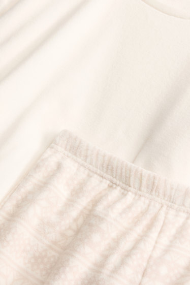 Dona - Pijama de teixit polar - blanc trencat