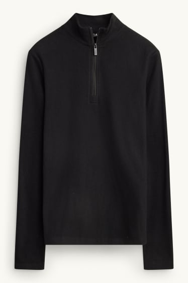 Women - Thermal fleece long sleeve top - regular fit - black