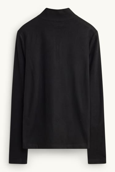 Women - Thermal fleece long sleeve top - regular fit - black