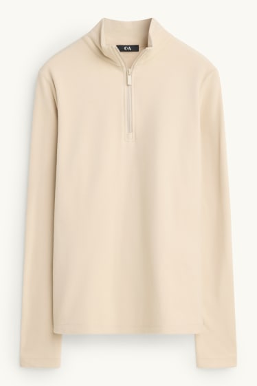 Women - Thermal fleece long sleeve top - regular fit - beige