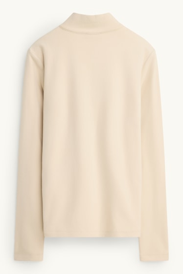 Women - Thermal fleece long sleeve top - regular fit - beige