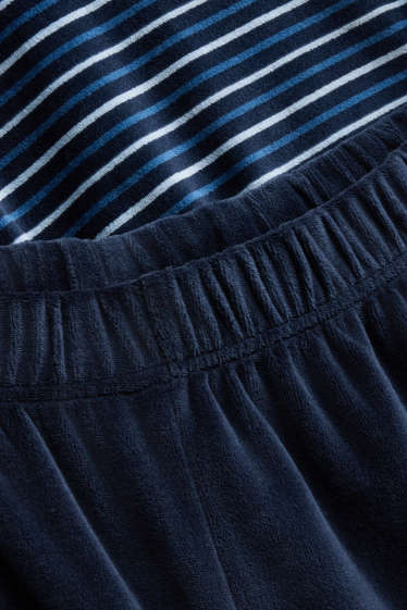 Herren - Winterpyjama - dunkelblau / weiß