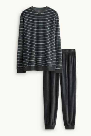 Herren - Winterpyjama - dunkelgrün / grau