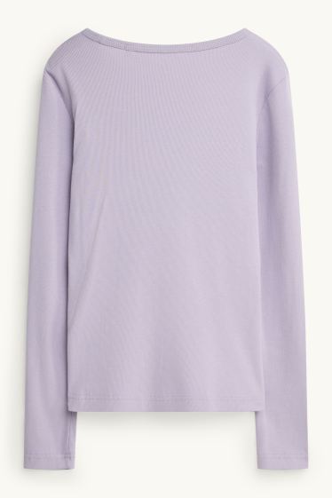 Donna - Maglia a maniche lunghe - slim fit - a coste - porpora