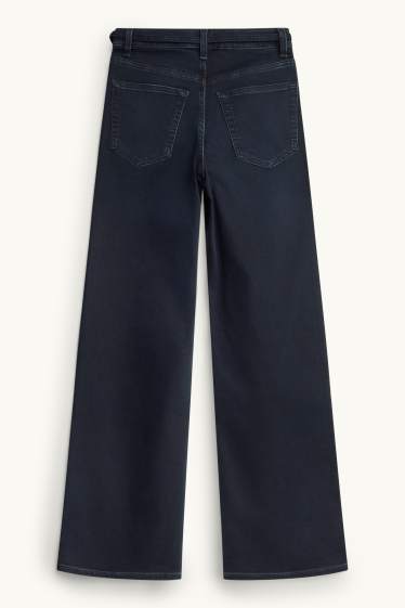 Dames - Wide leg jeans - mid waist - jog denim - LYCRA ® - jeansdonkerblauw