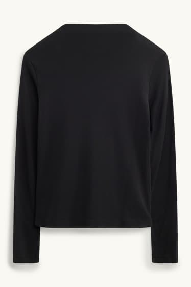 Women - Long sleeve top - slim fit - black