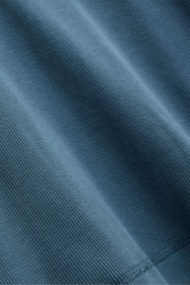 Damen - Rollkragenshirt - gerippt - blau