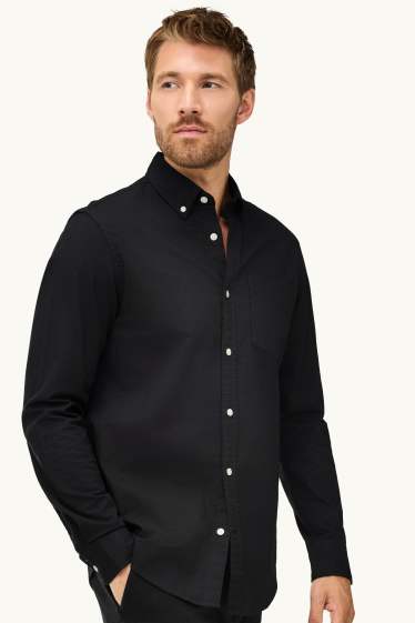 Heren - Overhemd - regular fit - button down - zwart
