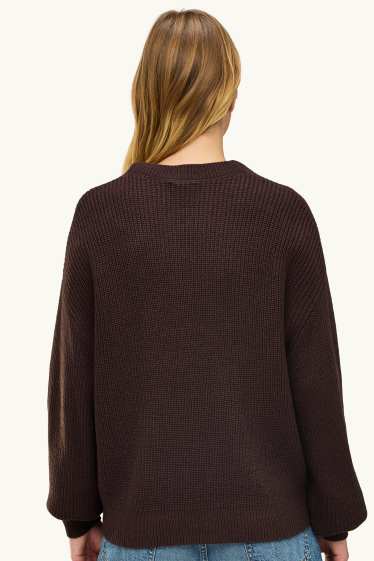 Damen - Pullover - gerippt - braun