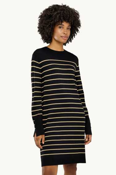 Dona - Vestit de punt - straight fit - de ratlles - blau/beix