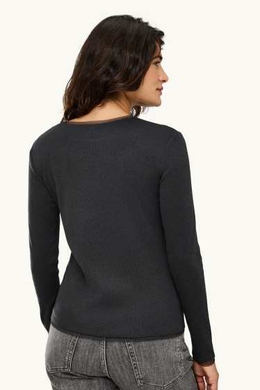 Damen - Langarmshirt - anthrazit