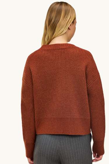 Damen - Strickjacke - gerippt - orange